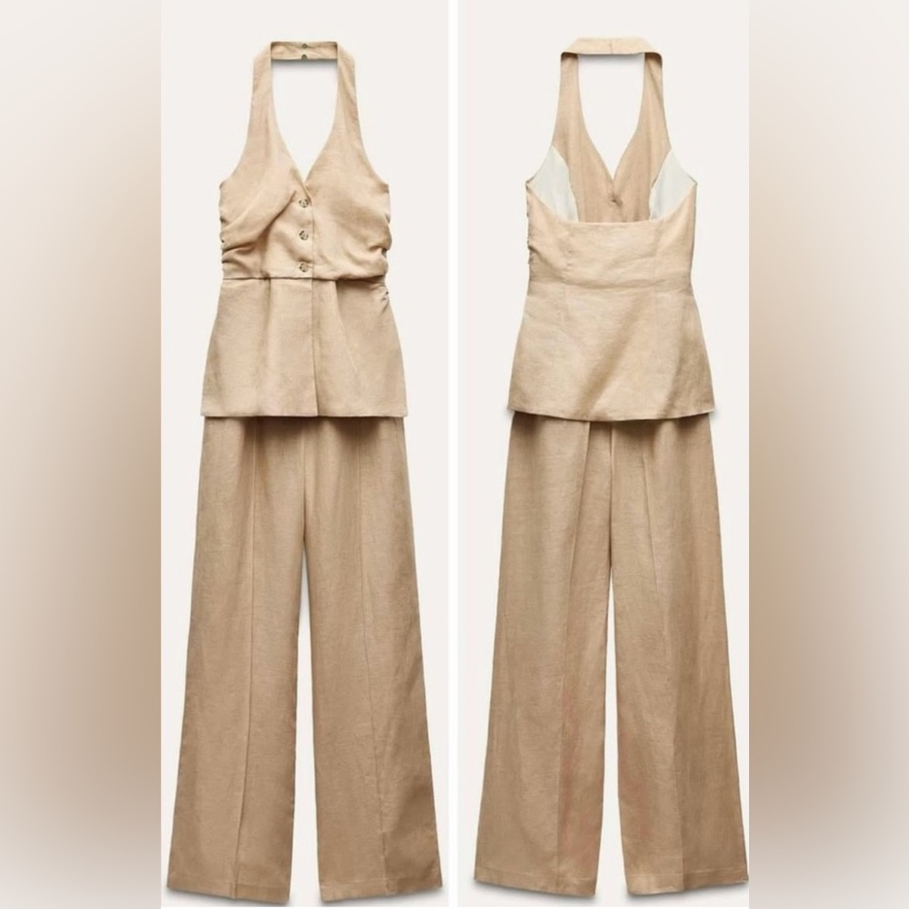 Zara Tan Halter Jumpsuit